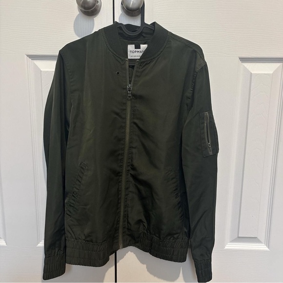 Topman Men's Olive Bomber Jacket - Picture 3 of 3